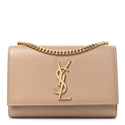 Saint Laurent Grain De Poudre Small Monogram Kate Satchel Dark Beige 1 of 12