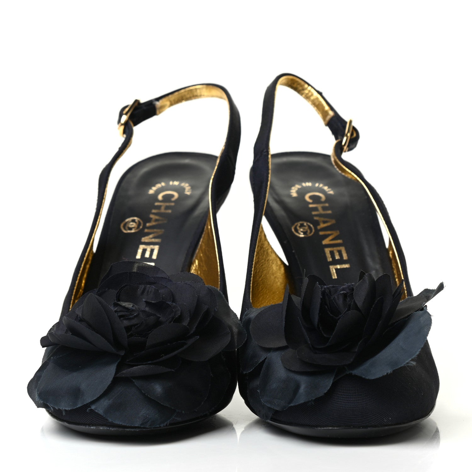 Chanel Grosgrain Camellia Slingback Pumps 38 Black 2 of 4
