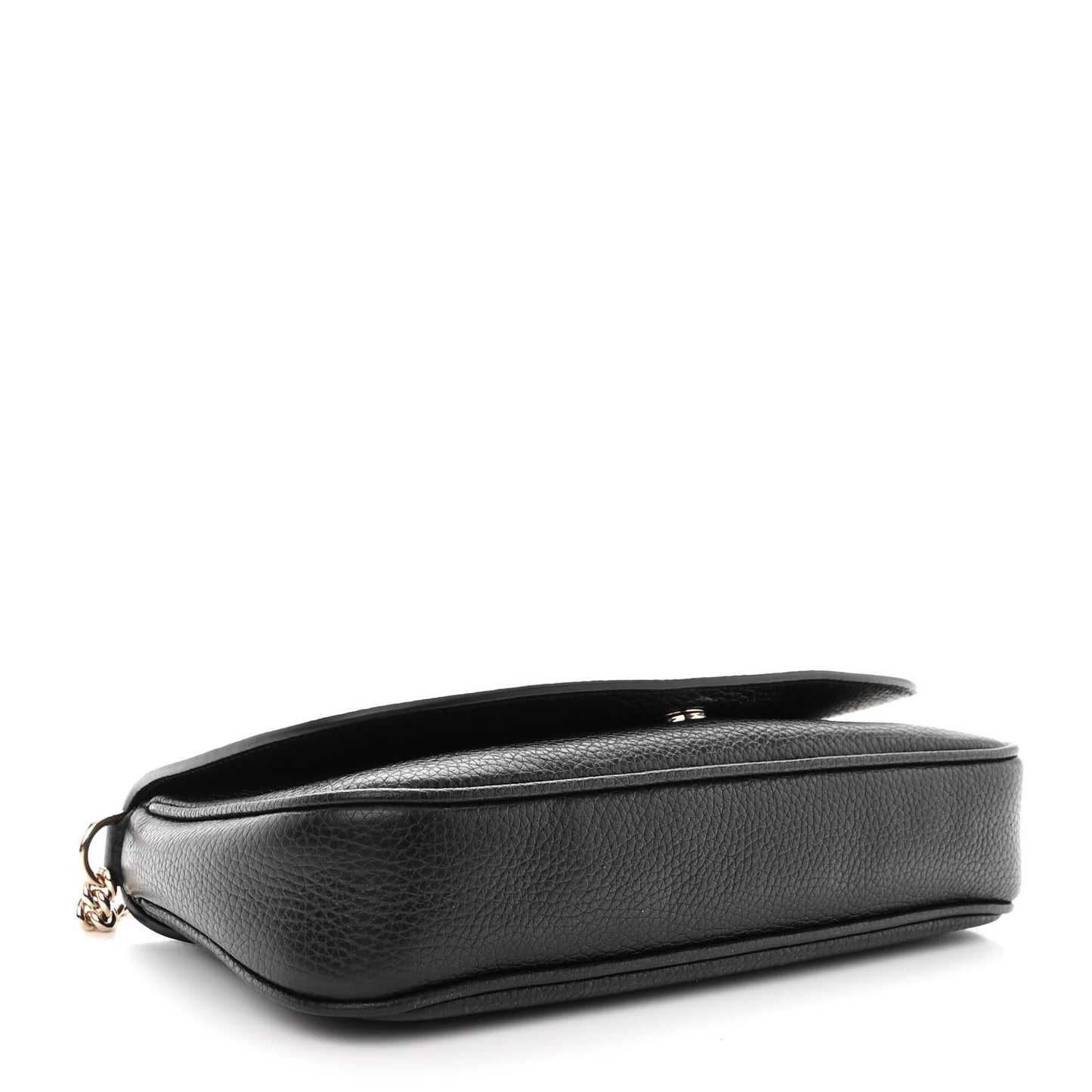 Pebbled Calfskin Medium Soho Flap Crossbody Black