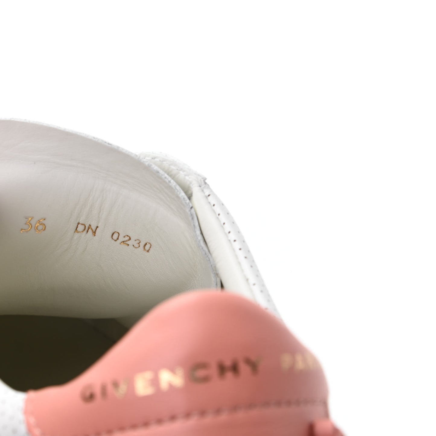 Calfskin Perforated Womens Urban Street Sneakers 36 White Pink