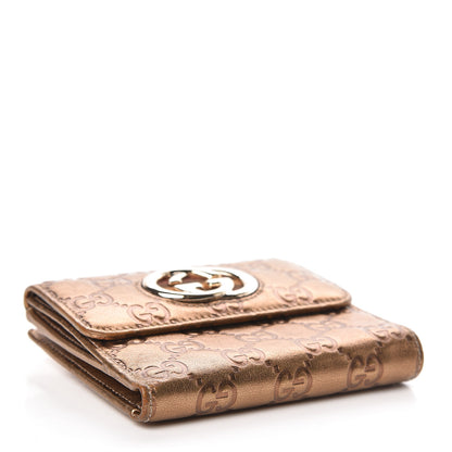 Gucci Metallic Guccissima Interlocking G French Flap Wallet Bronze 4 of 8
