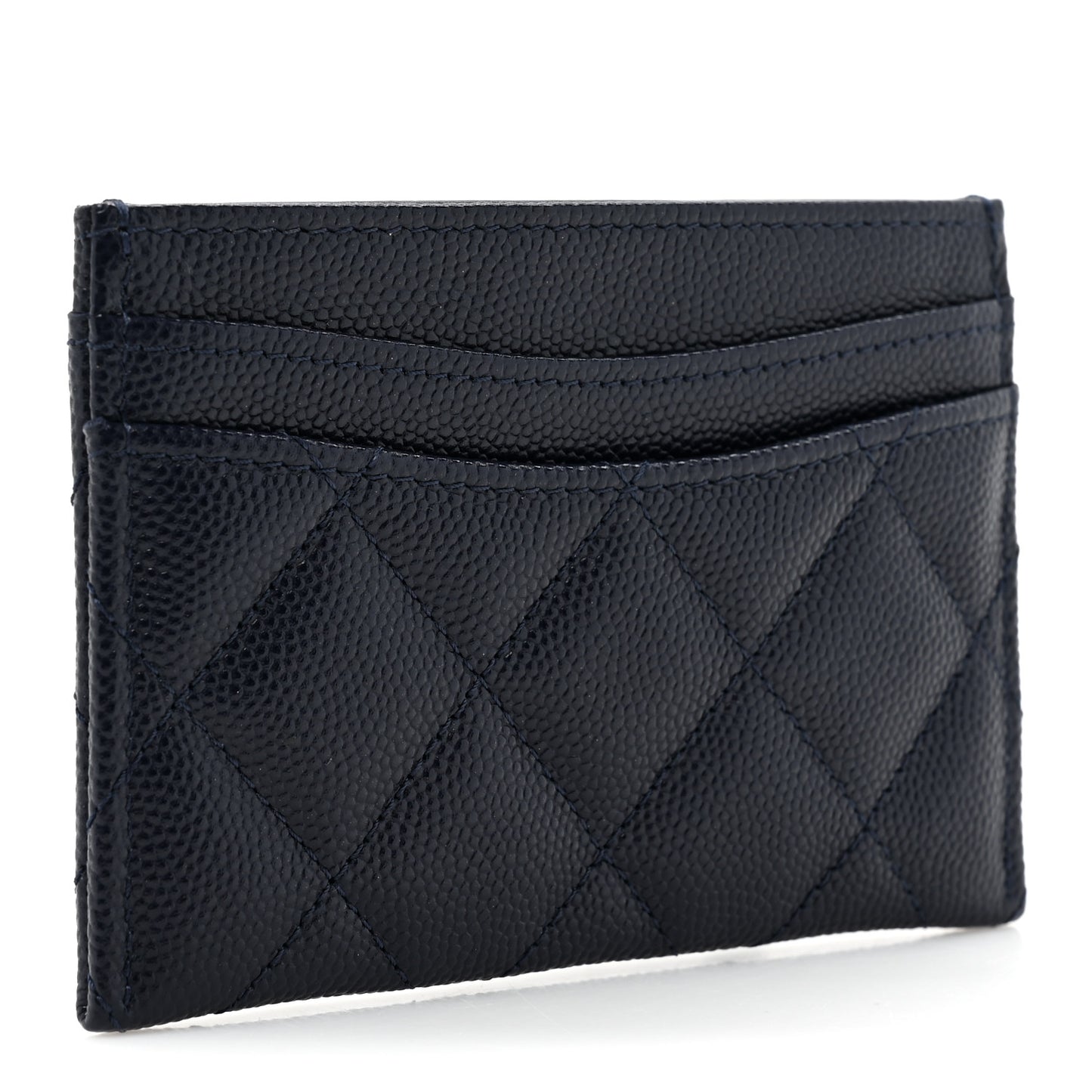 Caviar Quilted Card Holder Dark Blue