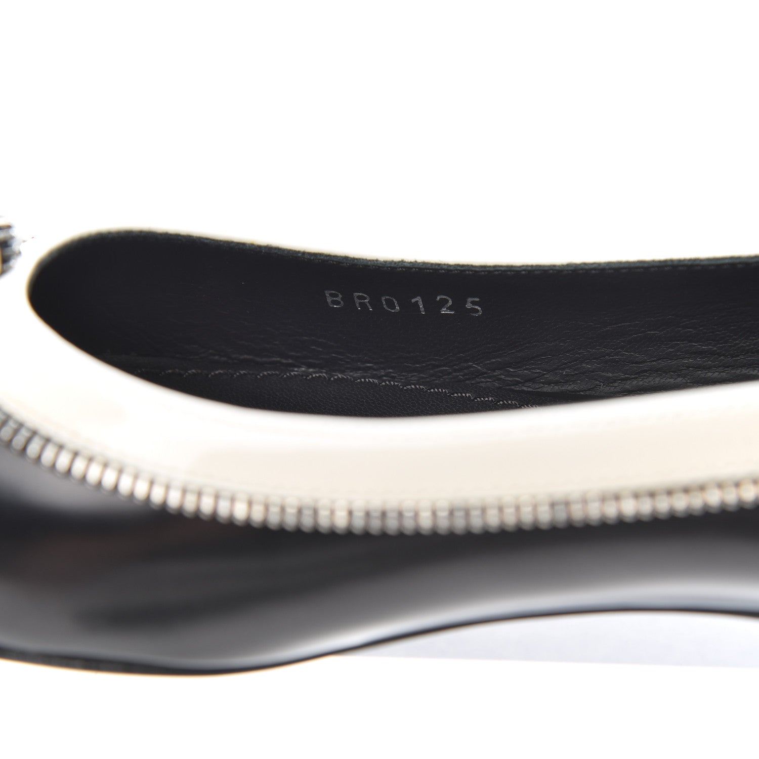 Louis Vuitton Patent Calfskin Zipper Ballerina Flats 37.5 Black White 8 of 17