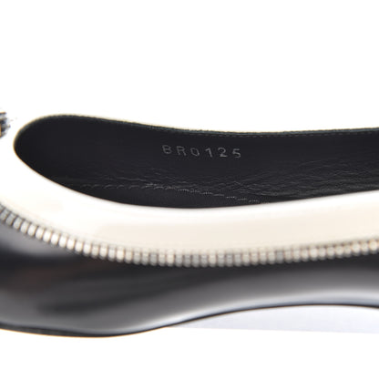 Louis Vuitton Patent Calfskin Zipper Ballerina Flats 37.5 Black White 8 of 17