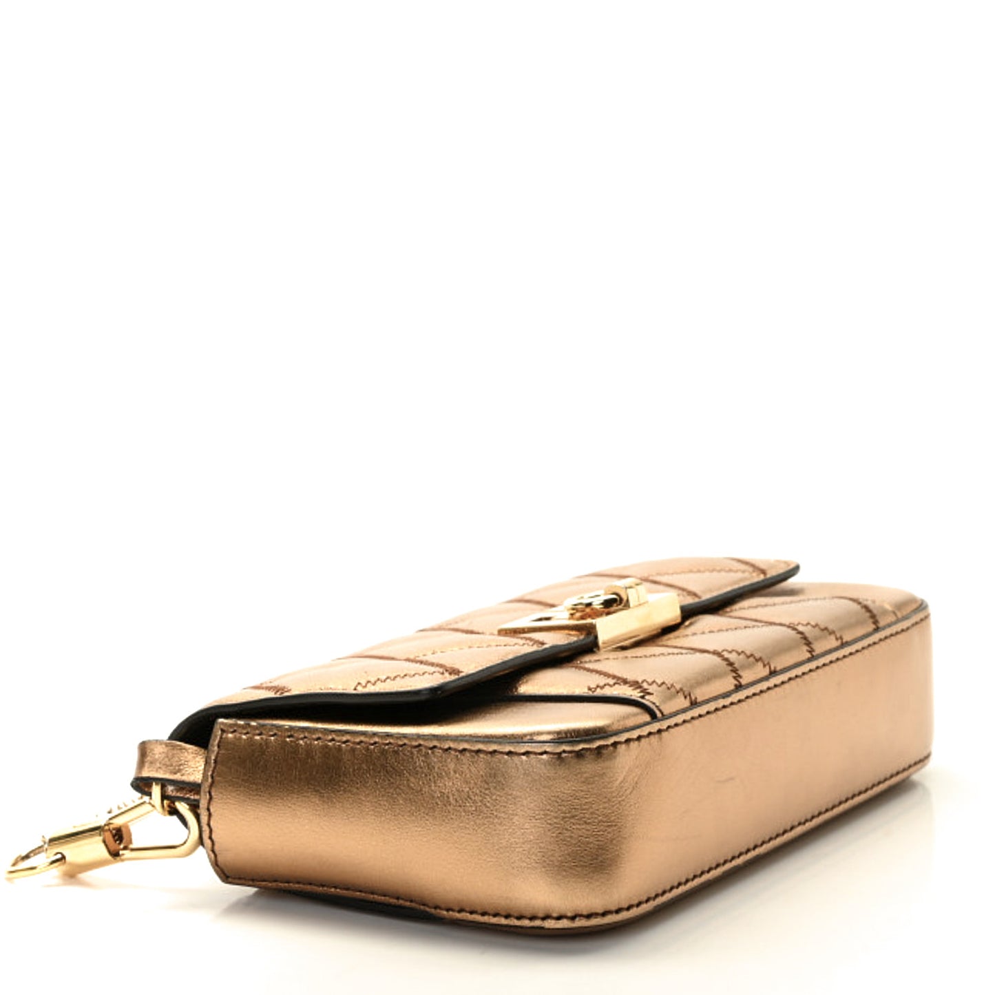 Metallic Goatskin Quilted GV3 Mini Pocket Convertible Bag Gold