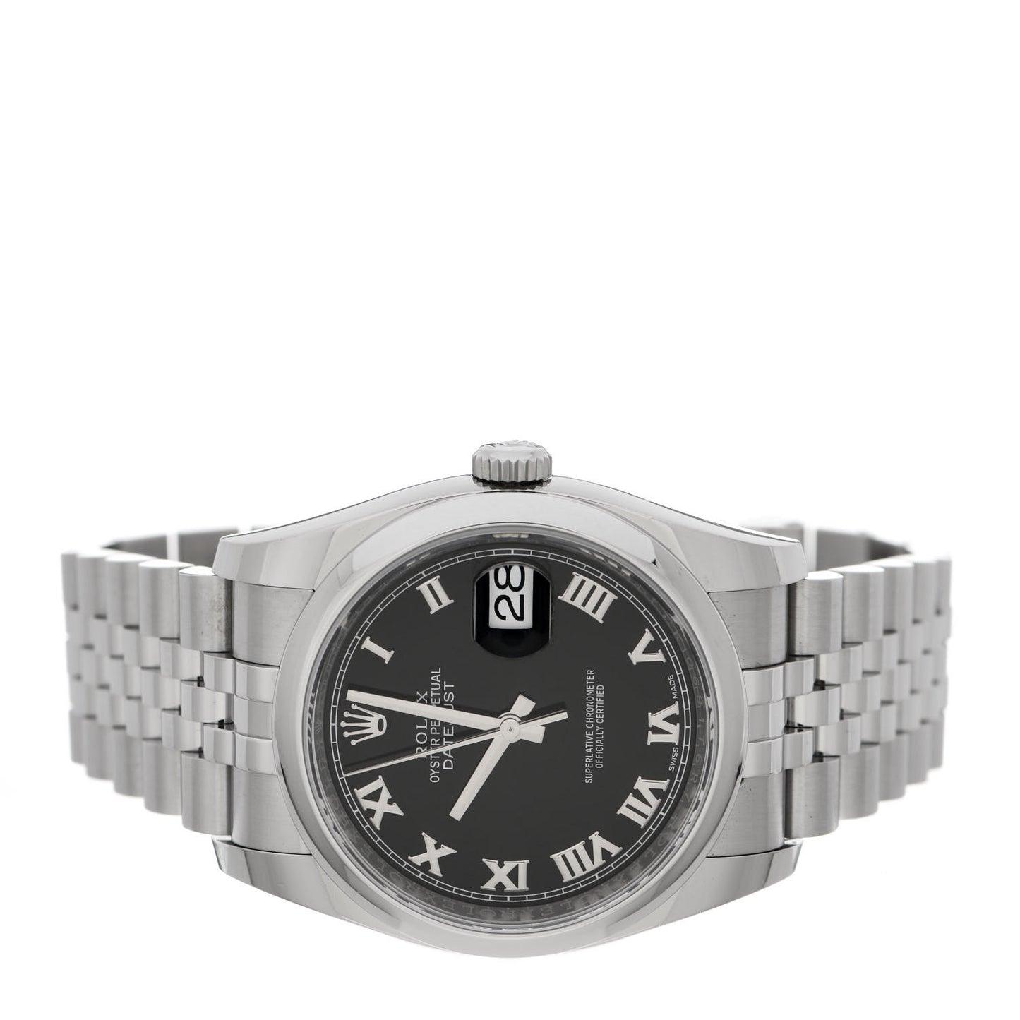 Stainless Steel 36mm Oyster Perpetual Datejust Watch Black Roman 116200