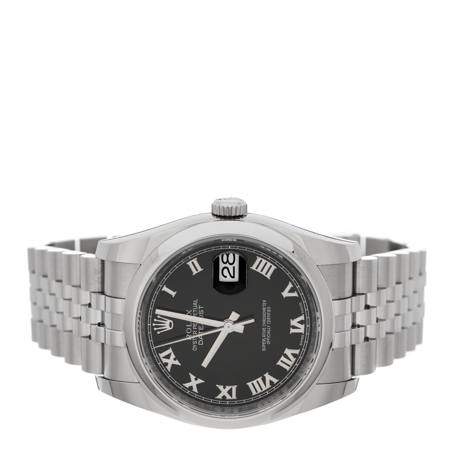 Rolex Stainless Steel 36mm Oyster Perpetual Datejust Watch Black Roman 116200 2 of 5