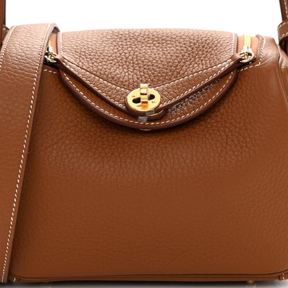 Hermes Taurillon Clemence Mini Lindy 20 Gold 8 of 11