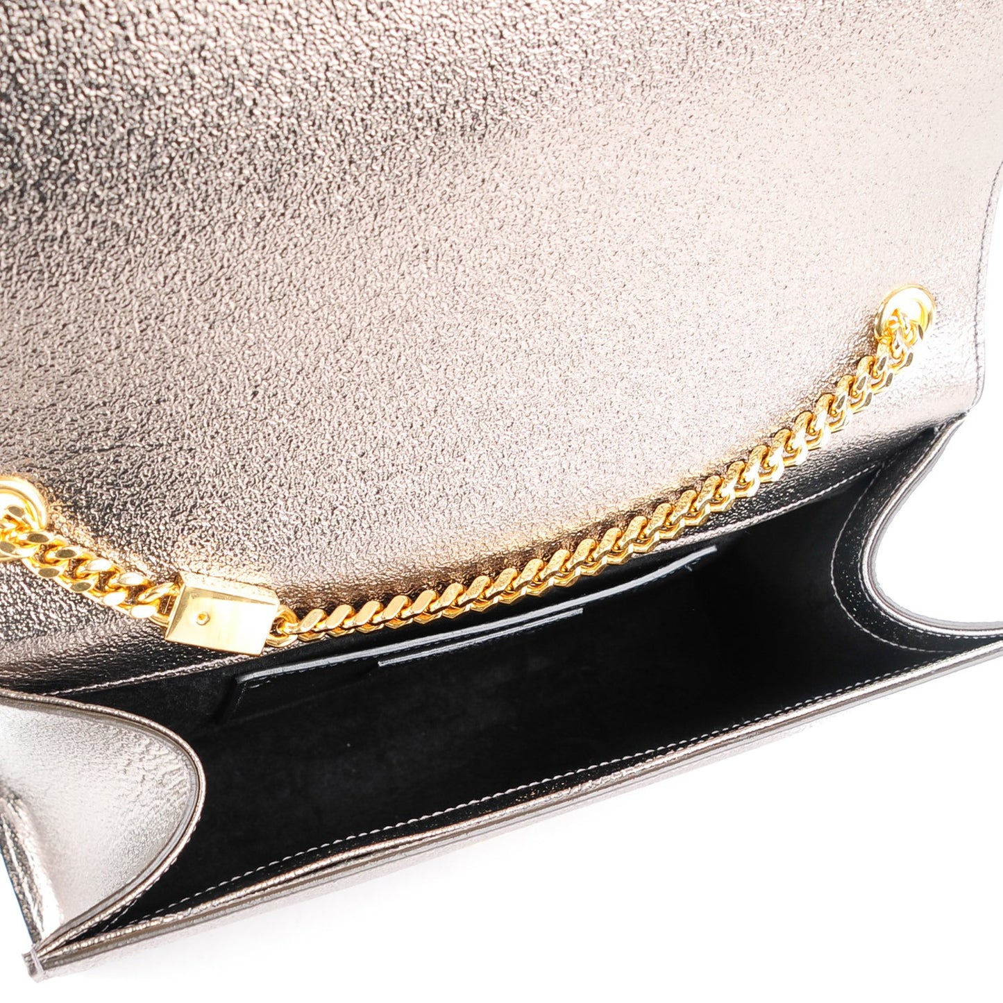 Metallic Calfskin Medium Classic Monogram Kate Satchel Grey