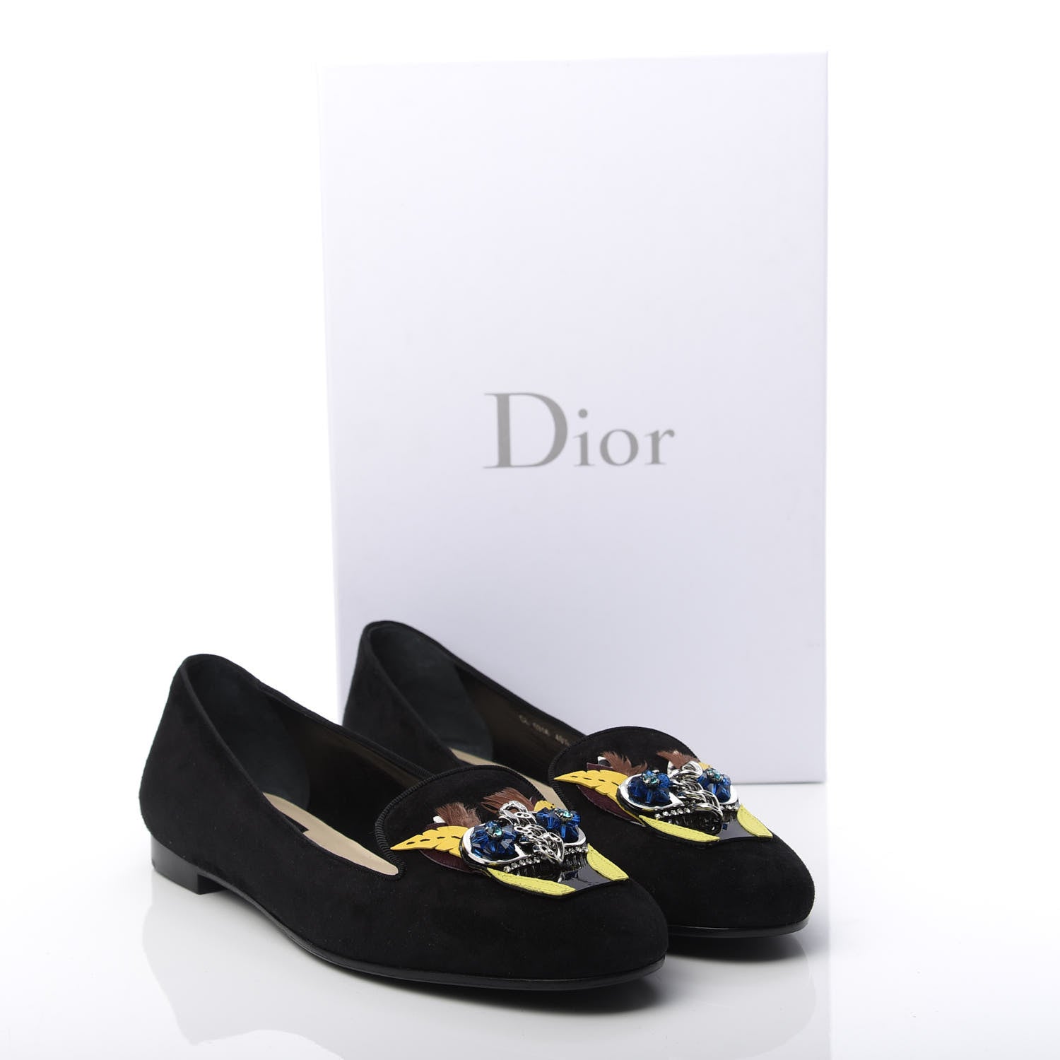 Christian Dior Suede Embellished Slipper Loafer 40.5 Black 10 of 11