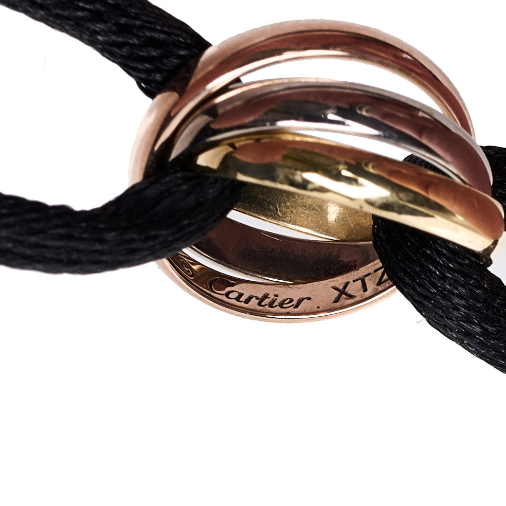 Cartier 18K Pink Yellow White Gold Trinity Adjustable Cord Bracelet Black 5 of 6