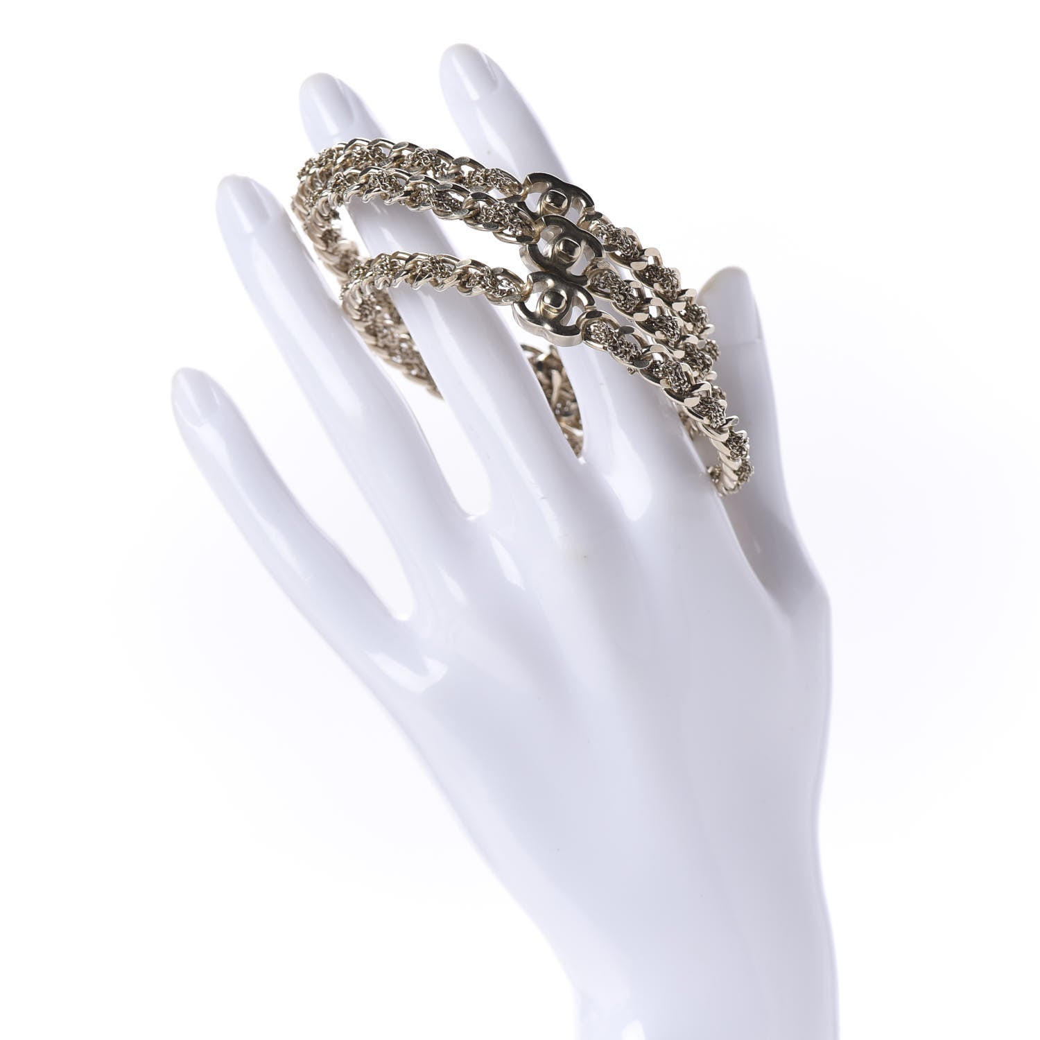 Chanel Chain CC Bangle Bracelets Set of 3 Gold M 2 of 5