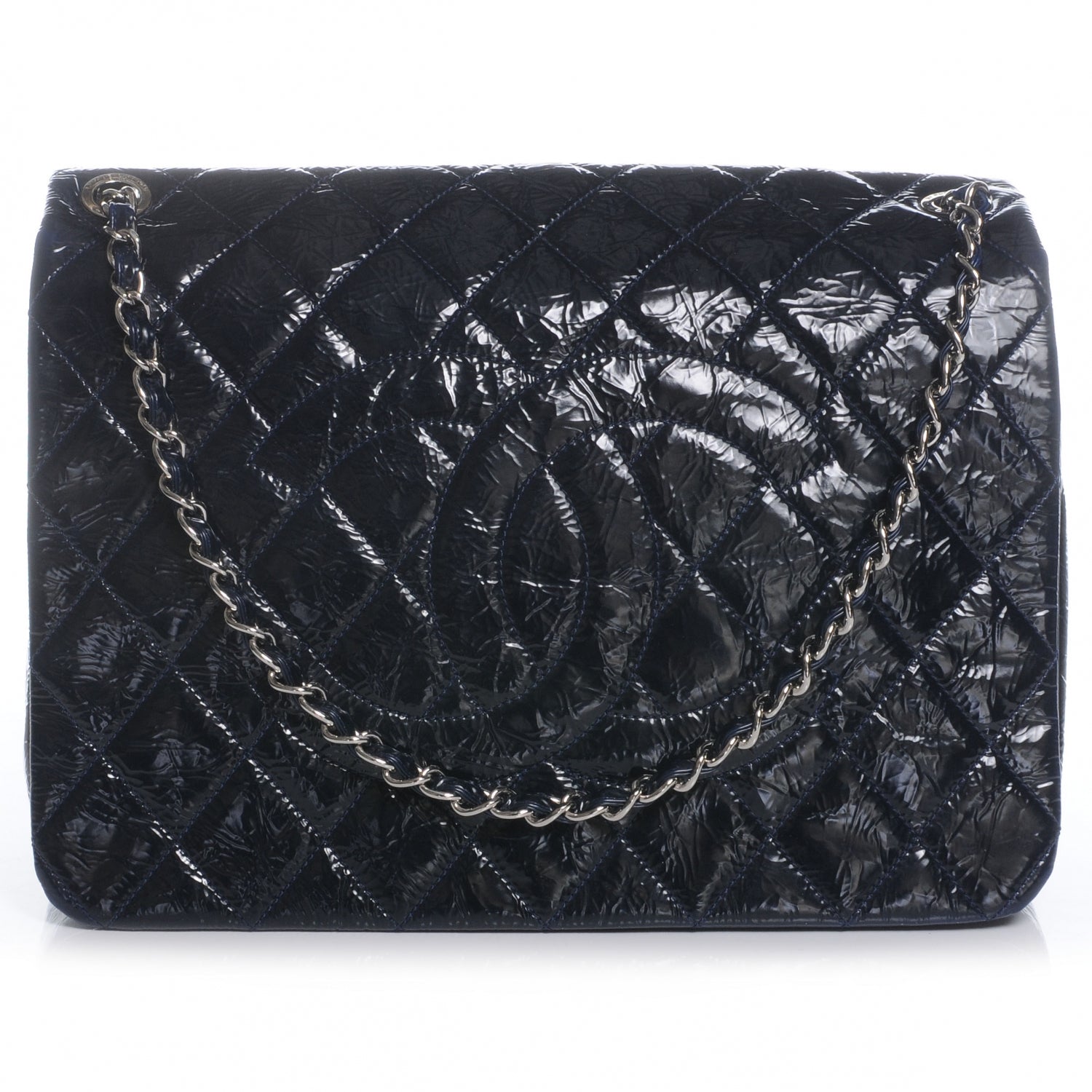 Chanel Patent Quilted XL Flap Navy Blue 1 of 8