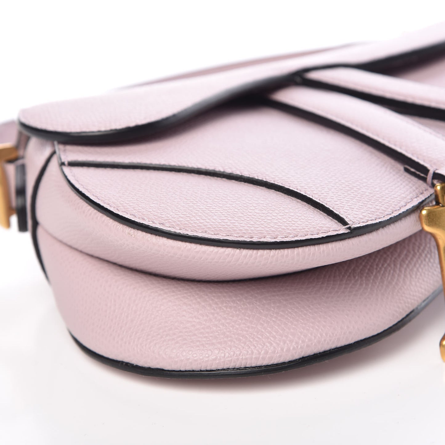 Grained Calfskin Mini Saddle Bag Light Pink