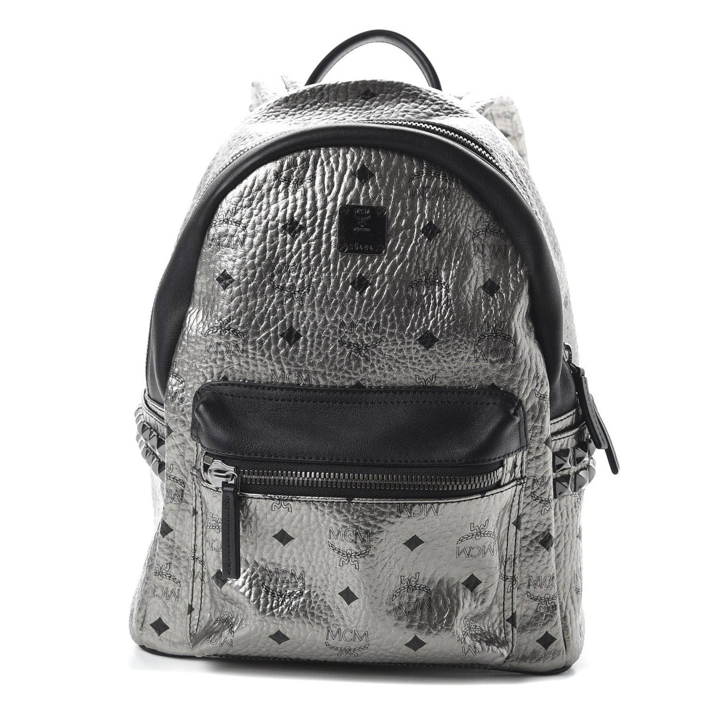 Metallic Visetos Side Stud Mini Stark Backpack Silver Black