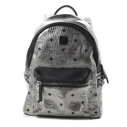 MCM Metallic Visetos Side Stud Mini Stark Backpack Silver Black 1 of 10
