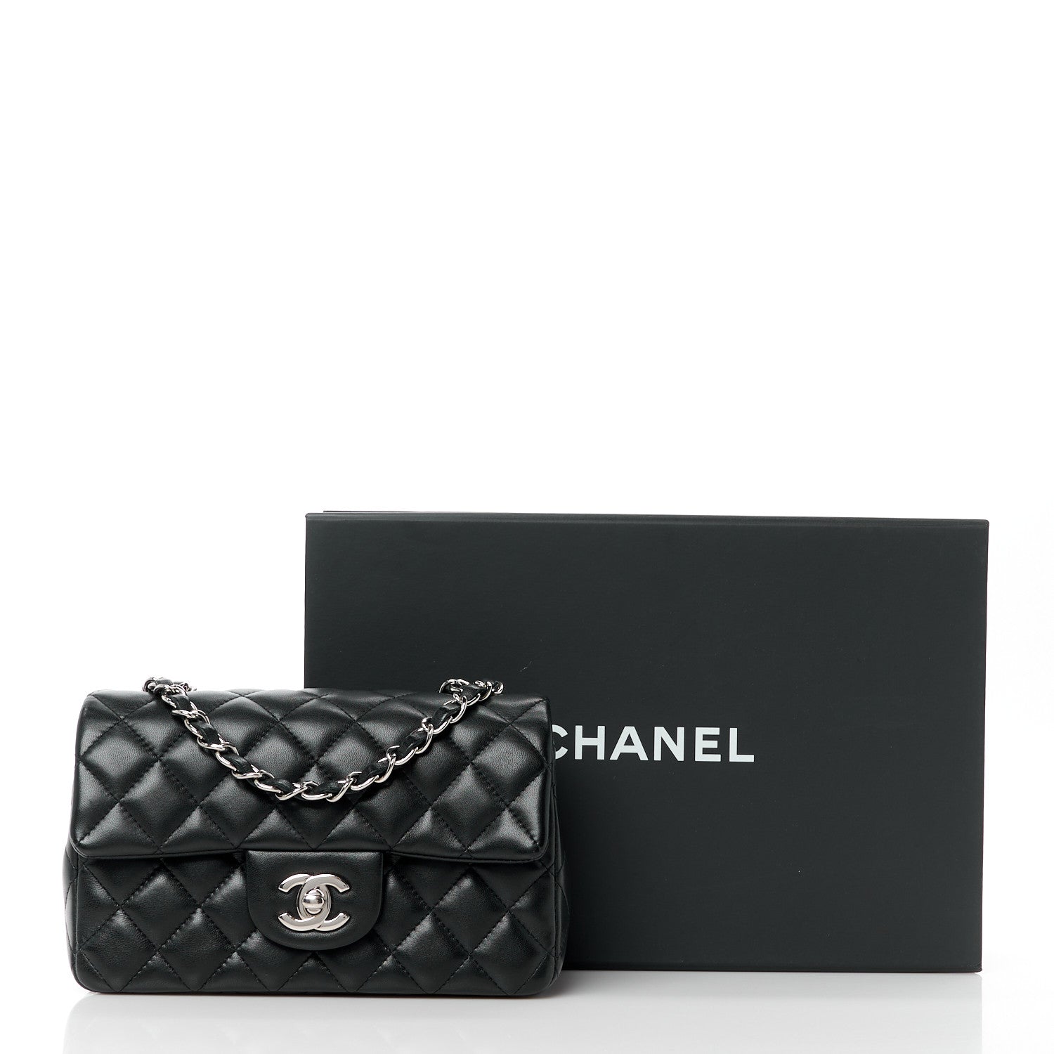 Chanel Lambskin Quilted Mini Rectangular Flap Black 12 of 12