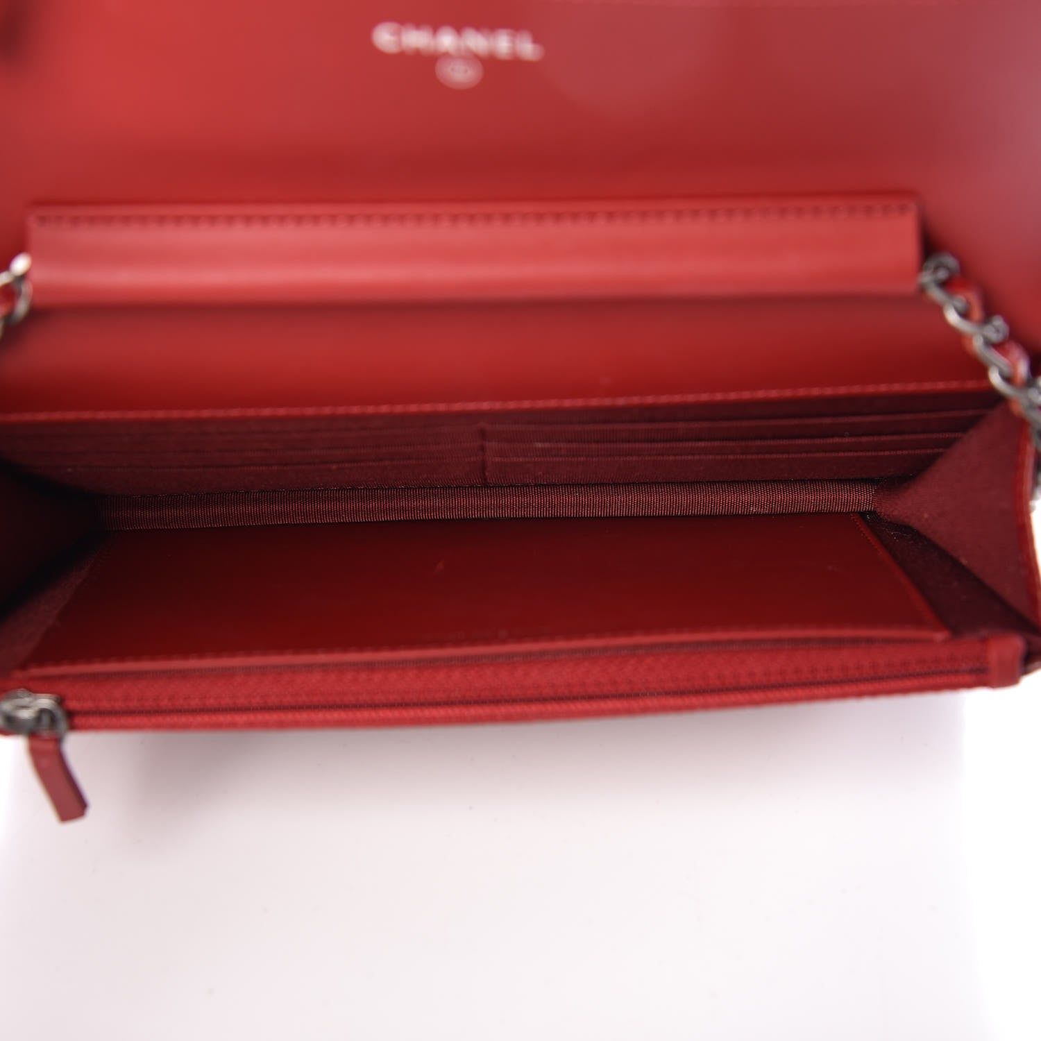 Chanel Caviar Quilted Boy Wallet On Chain WOC Red 5 of 10