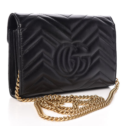 Gucci Calfskin Matelasse GG Marmont Chain Wallet Black 3 of 10