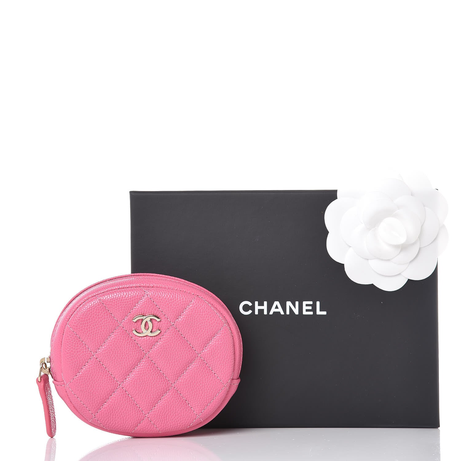 Chanel Caviar Quilted Zip Around Classic Coin Purse Pink 8 of 8