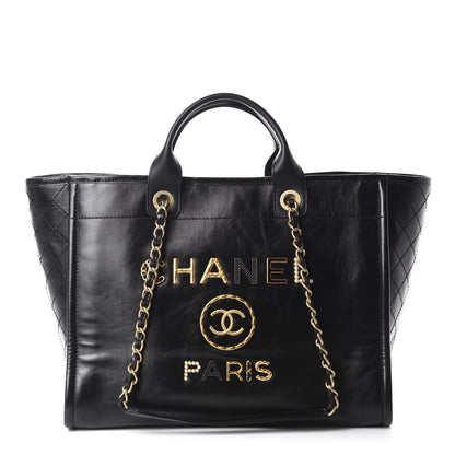Chanel Aged Calfskin Medium Charms Deauville Tote Black 1 of 10