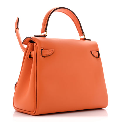 Hermes Swift Quelle Idole Kelly Doll Handbag Orange Rose Sakura 3 of 10