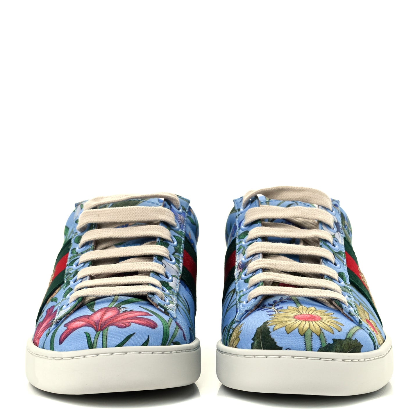 Calfskin Web New Flora Print Womens Ace New Sneakers 35 Azure