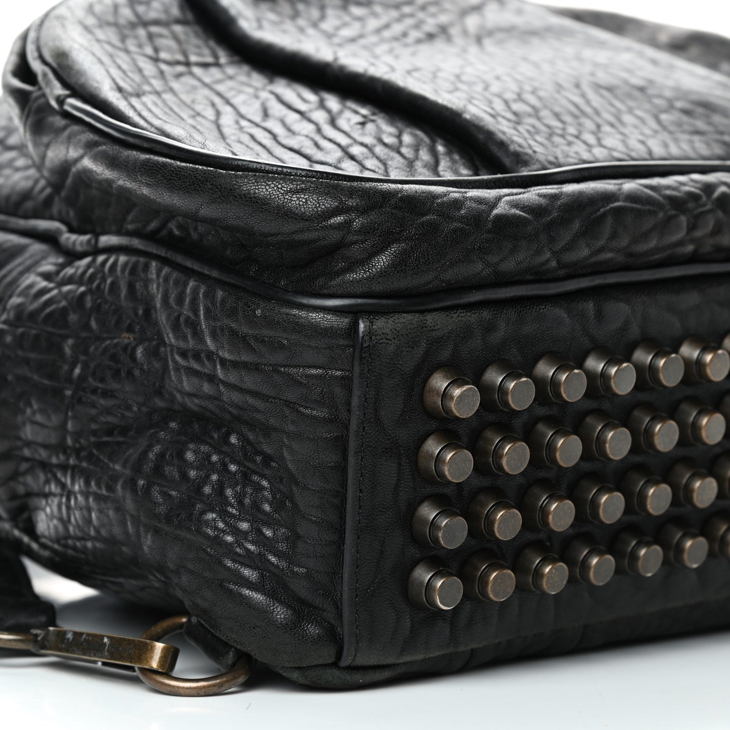 Pebbled Lambskin Dumbo Backpack Black Rose Gold Hardware