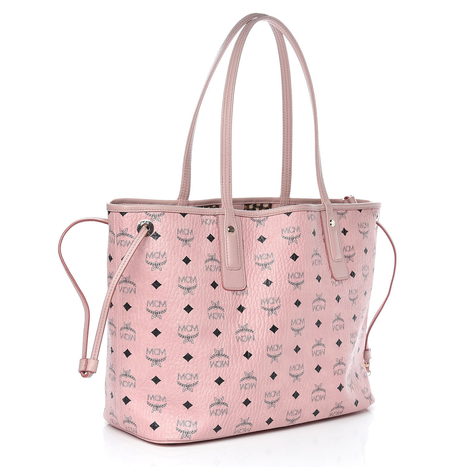 MCM Visetos Medium Liz Reversible Shopper Tote Soft Pink 3 of 12