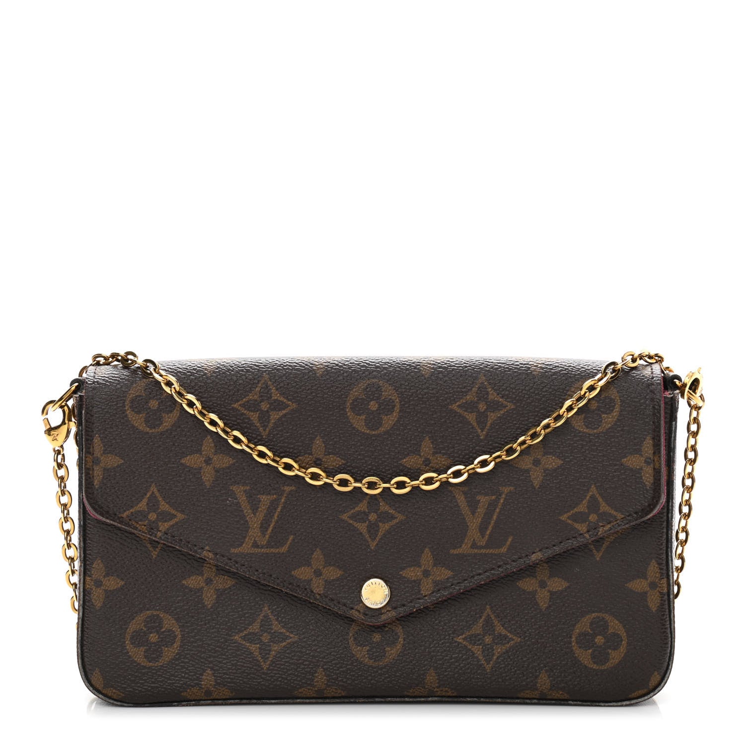 Louis Vuitton Monogram Pochette Felicie Chain Wallet Fuchsia 3 of 14