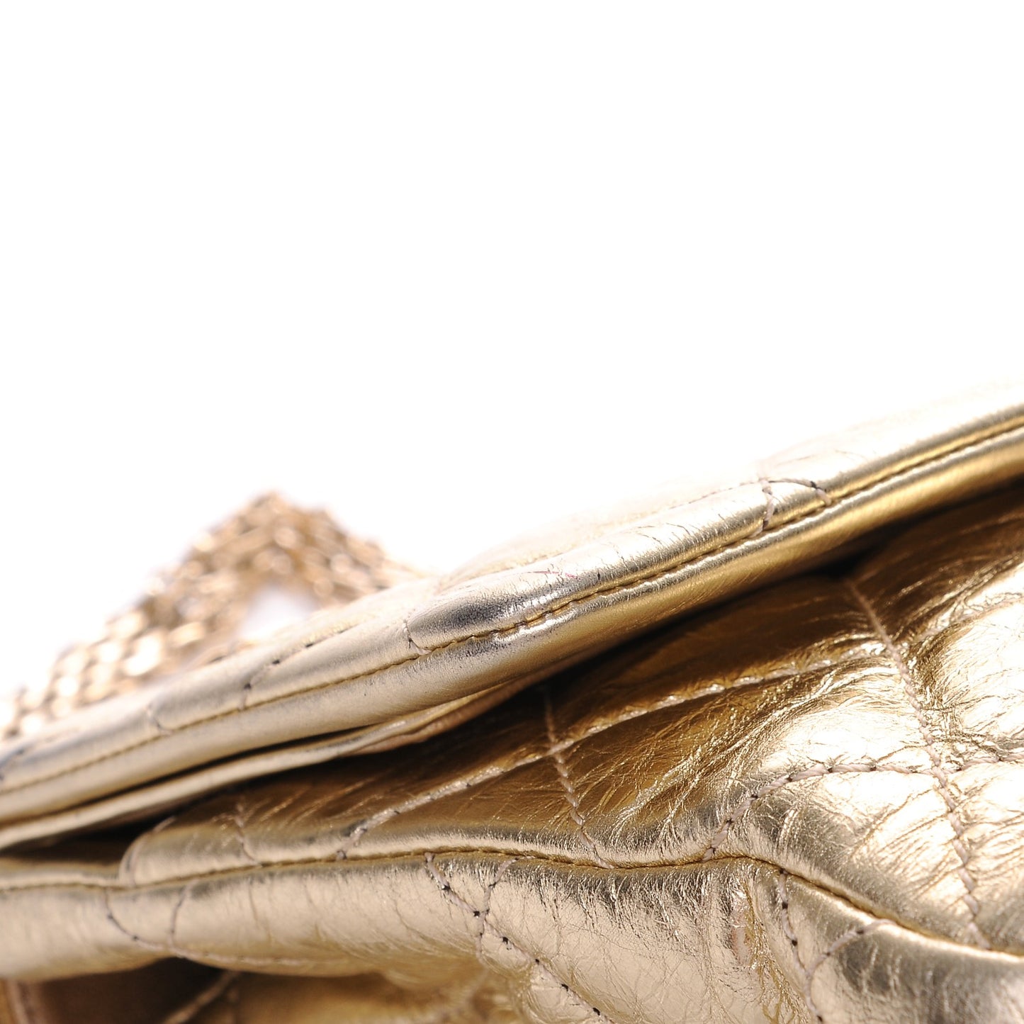 Metallic Aged Calfskin Quilted 2.55 Reissue 228 Flap Light Gold