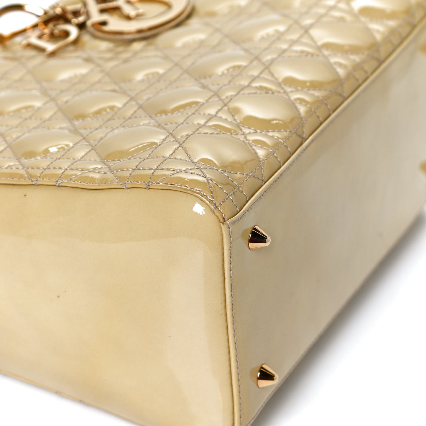 Patent Cannage Stitched Medium Lady Dior White
