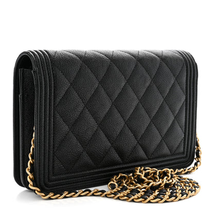Chanel Caviar Quilted Boy Wallet On Chain WOC Black 3 of 13
