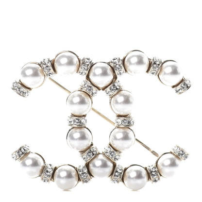 Chanel Pearl Crystal Nefertiti CC Brooch Gold 1 of 4
