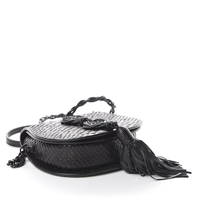 Saint Laurent Python Calfskin Embossed Passementerie Chain Bag Black 3 of 7