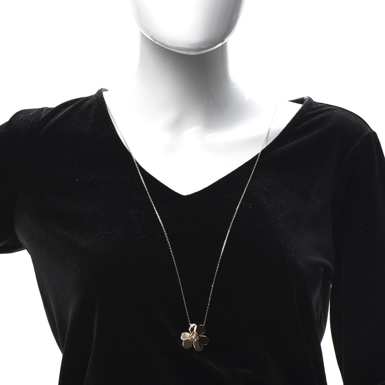 Van Cleef & Arpels 18K Yellow Gold Diamond Very Large Frivole Clip Pendant Necklace 2 of 9