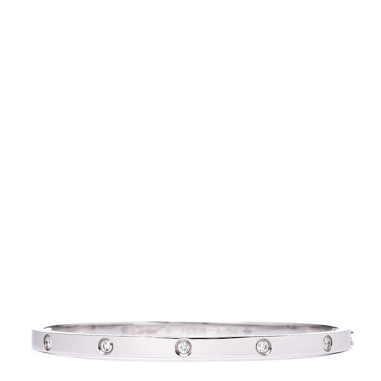 18K White Gold 10 Diamond Small LOVE Bracelet 16