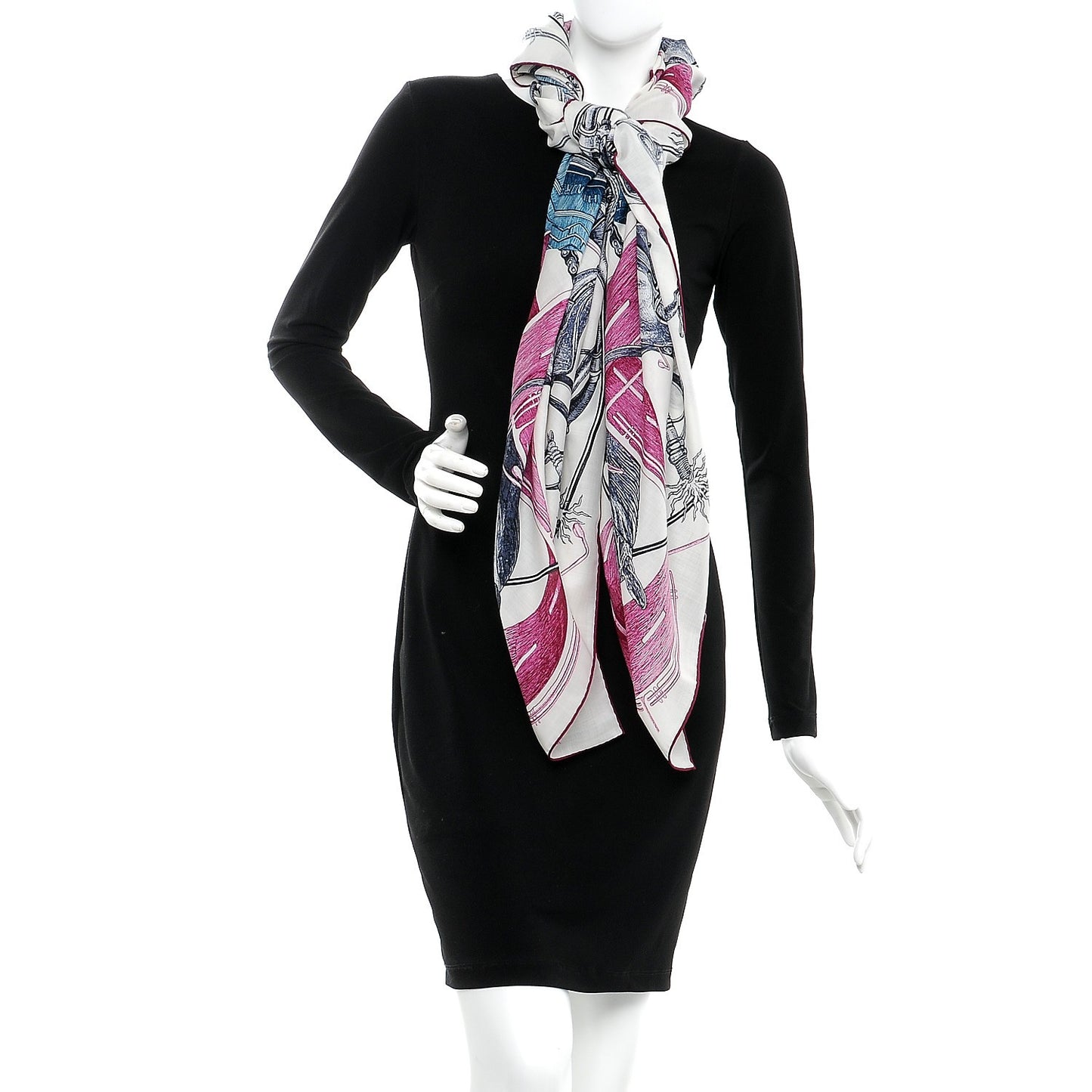 Wool Silk Route 24 Scarf 140 Marine Cobalt Magenta