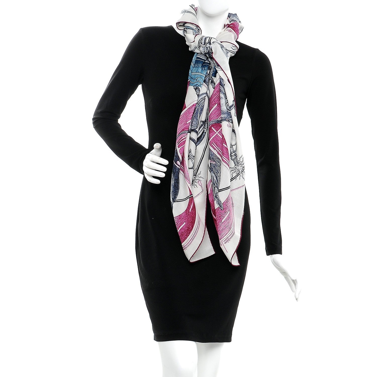 Hermes Wool Silk Route 24 Scarf 140 Marine Cobalt Magenta 2 of 7