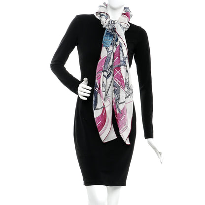 Hermes Wool Silk Route 24 Scarf 140 Marine Cobalt Magenta 2 of 7