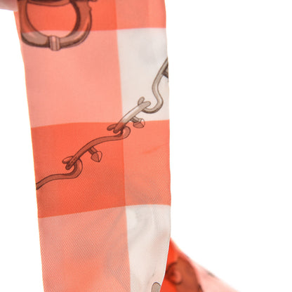 Hermes Silk Mors Et Gourmettes Vichy Twilly Saumon Citron Blanc 7 of 8
