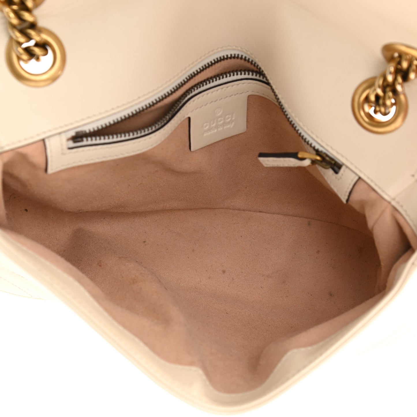 Calfskin Matelasse Small GG Marmont Shoulder Bag White