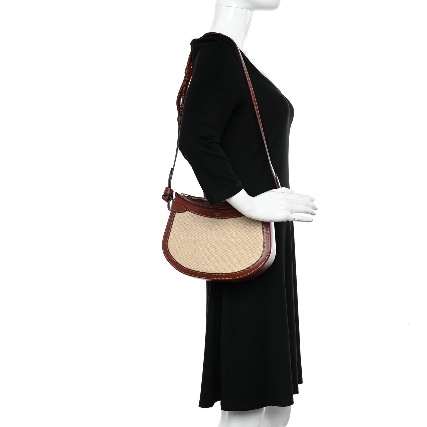 Textile Calfskin Besace Natural Teck