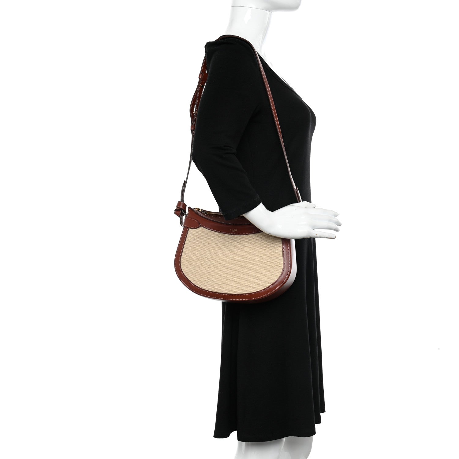 Celine Textile Calfskin Besace Natural Teck 2 of 10