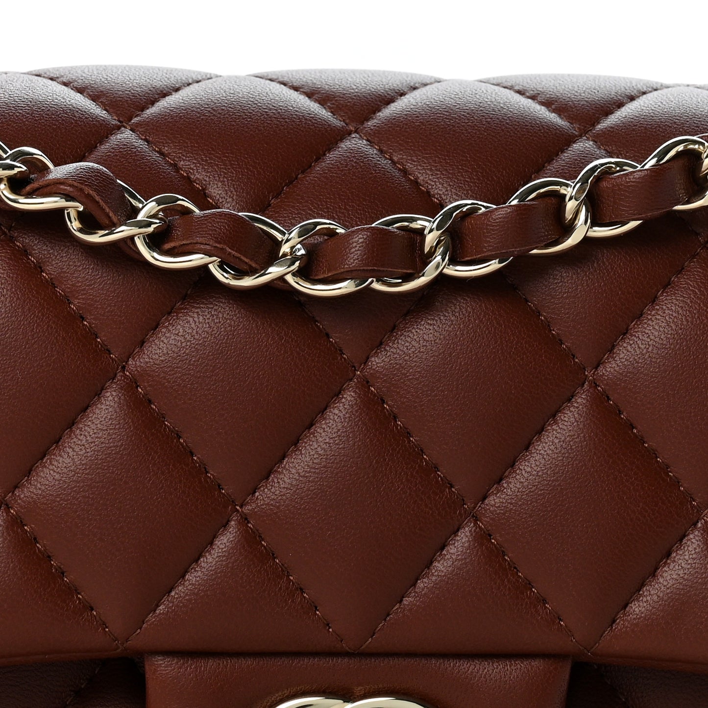 Lambskin Quilted Small Double Flap Dark Brown