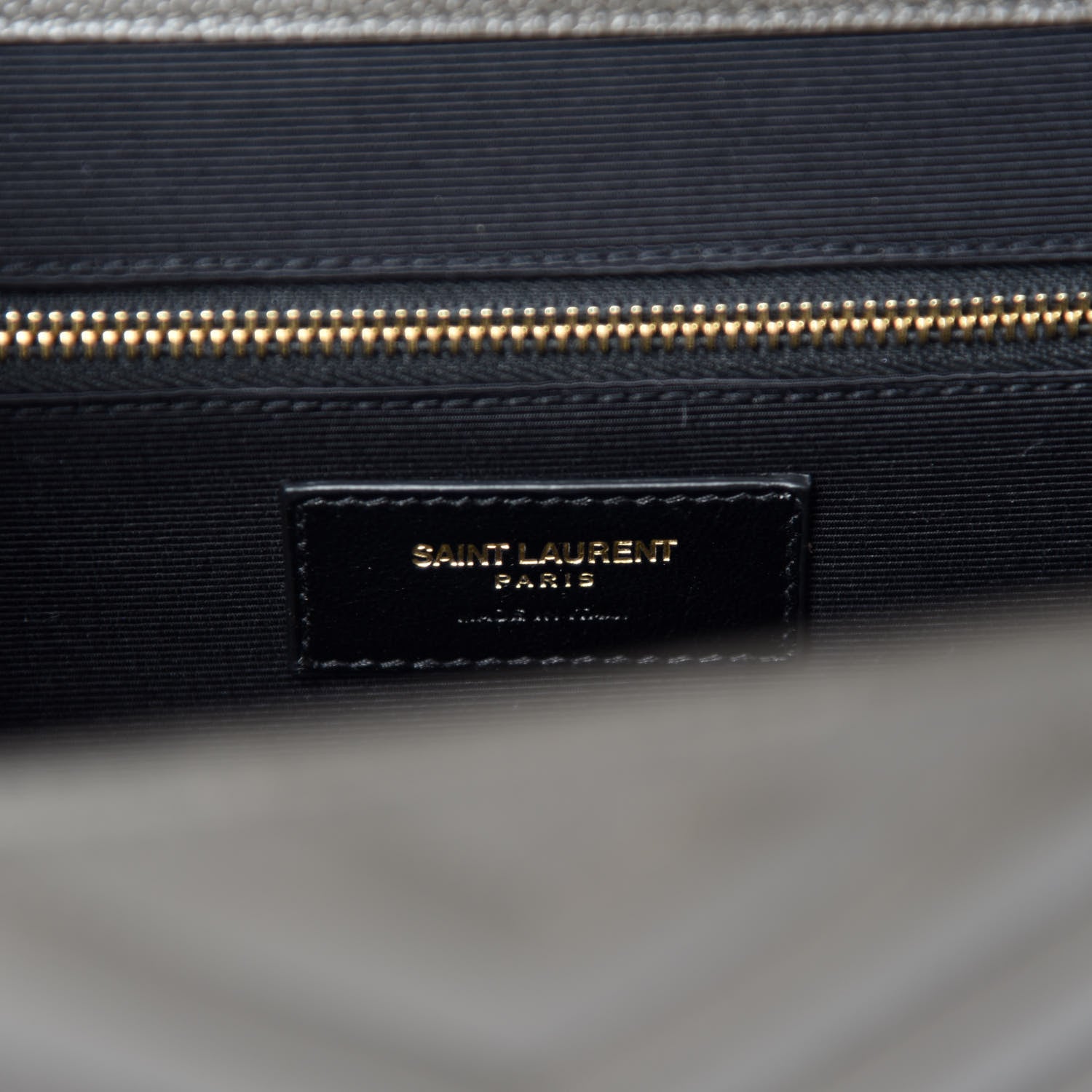 Saint Laurent Grain De Poudre Matelasse Chevron Large Monogram Satchel Bronze 8 of 11