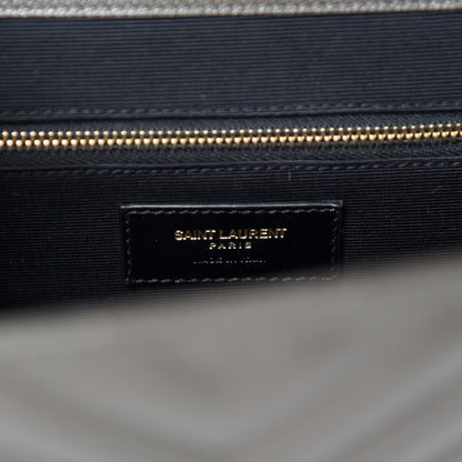 Saint Laurent Grain De Poudre Matelasse Chevron Large Monogram Satchel Bronze 8 of 11