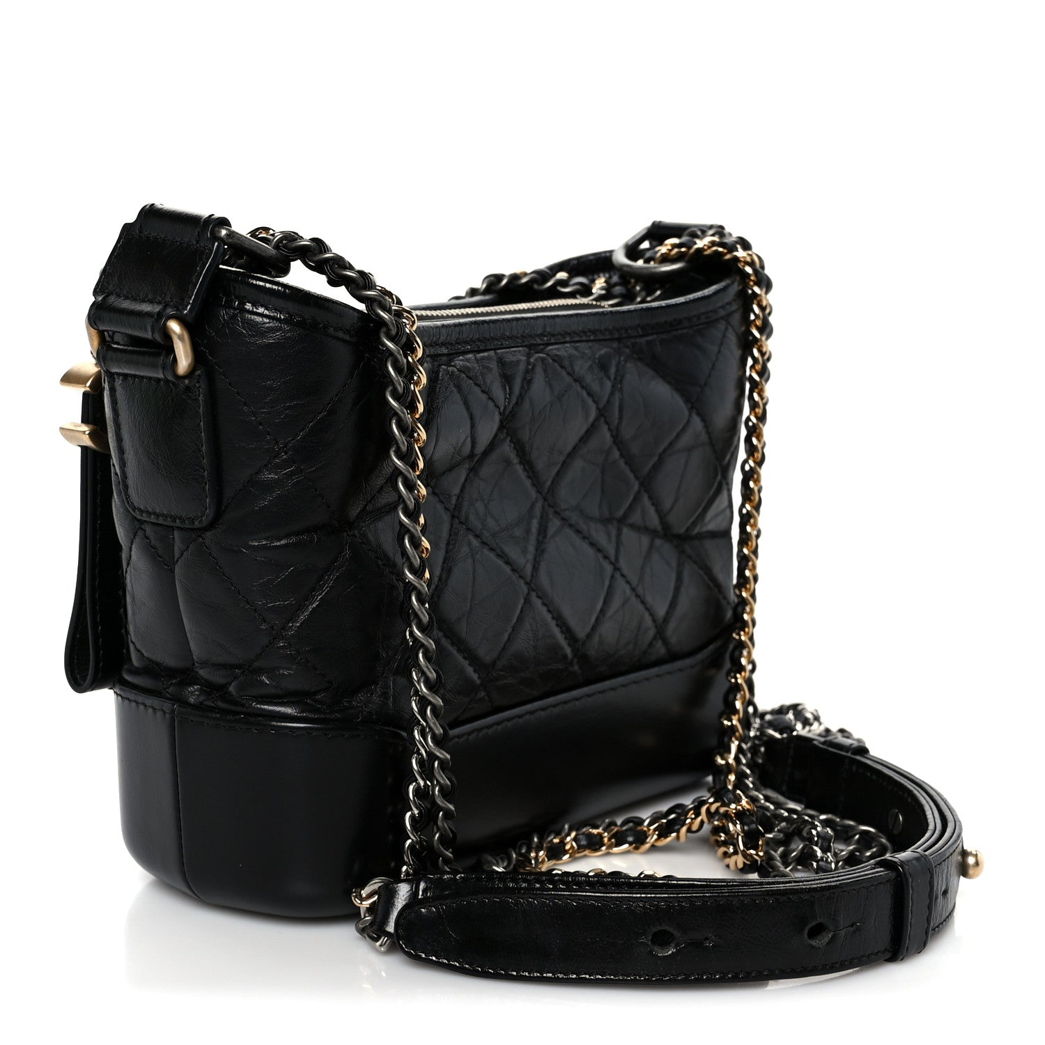 Chanel Aged Calfskin Quilted Small Gabrielle Hobo Black 3 of 10
