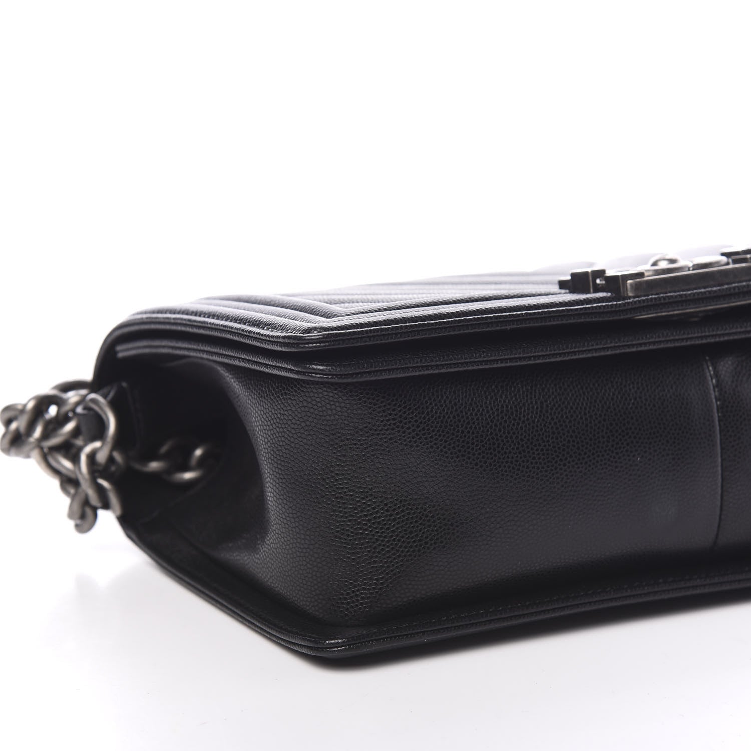 Chanel Caviar Chevron Quilted Medium Boy Flap Black 7 of 9