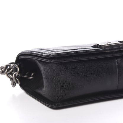 Chanel Caviar Chevron Quilted Medium Boy Flap Black 7 of 9